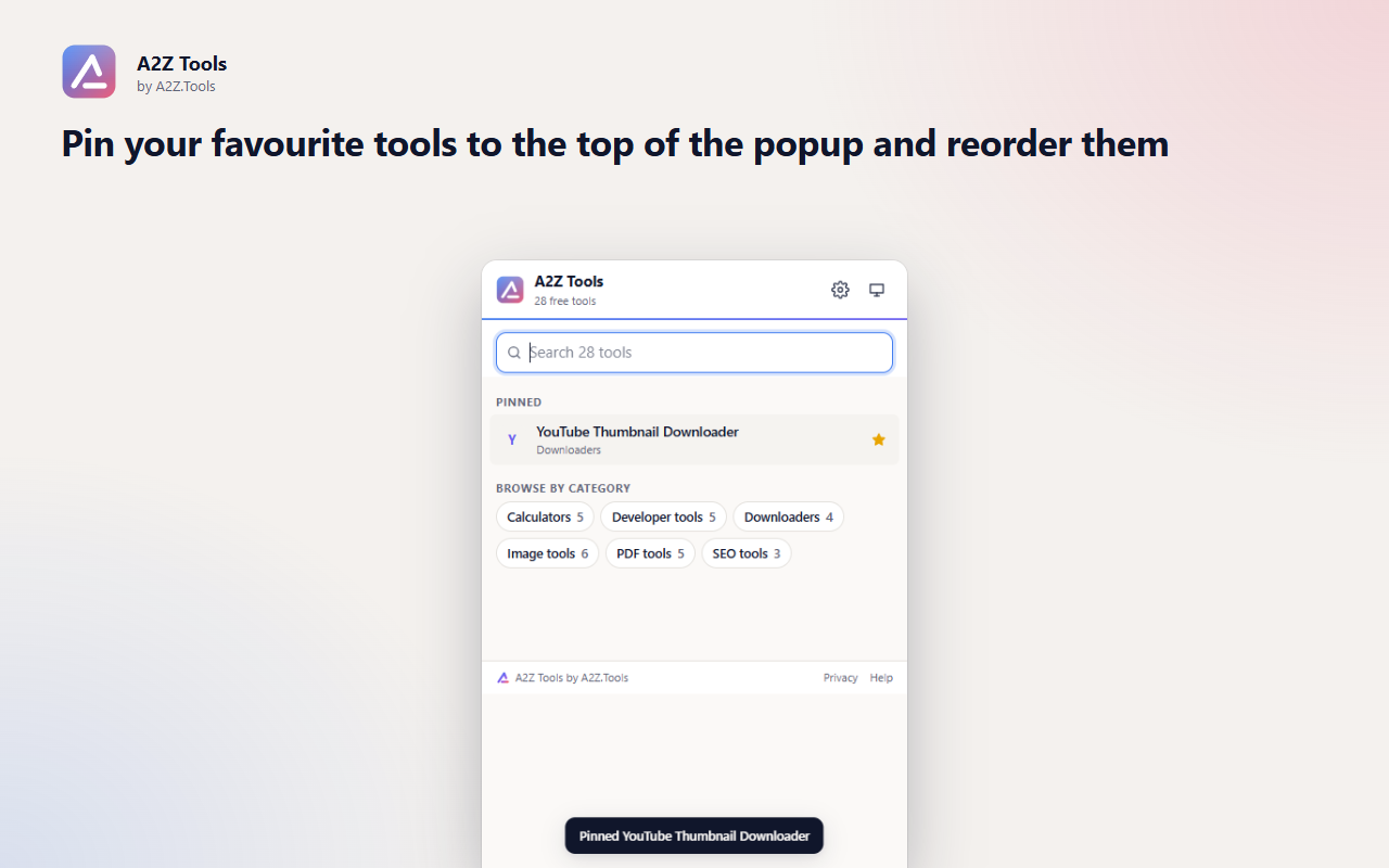 A2Z Tools: popup workflow