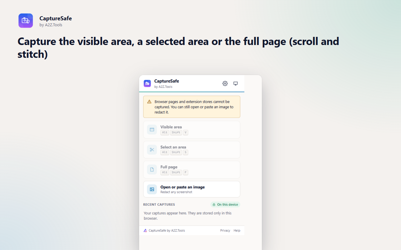 CaptureSafe: popup