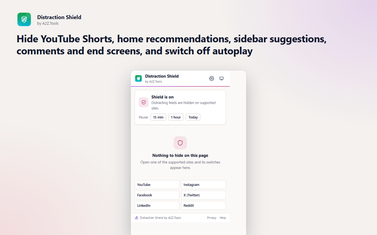 Distraction Shield: popup