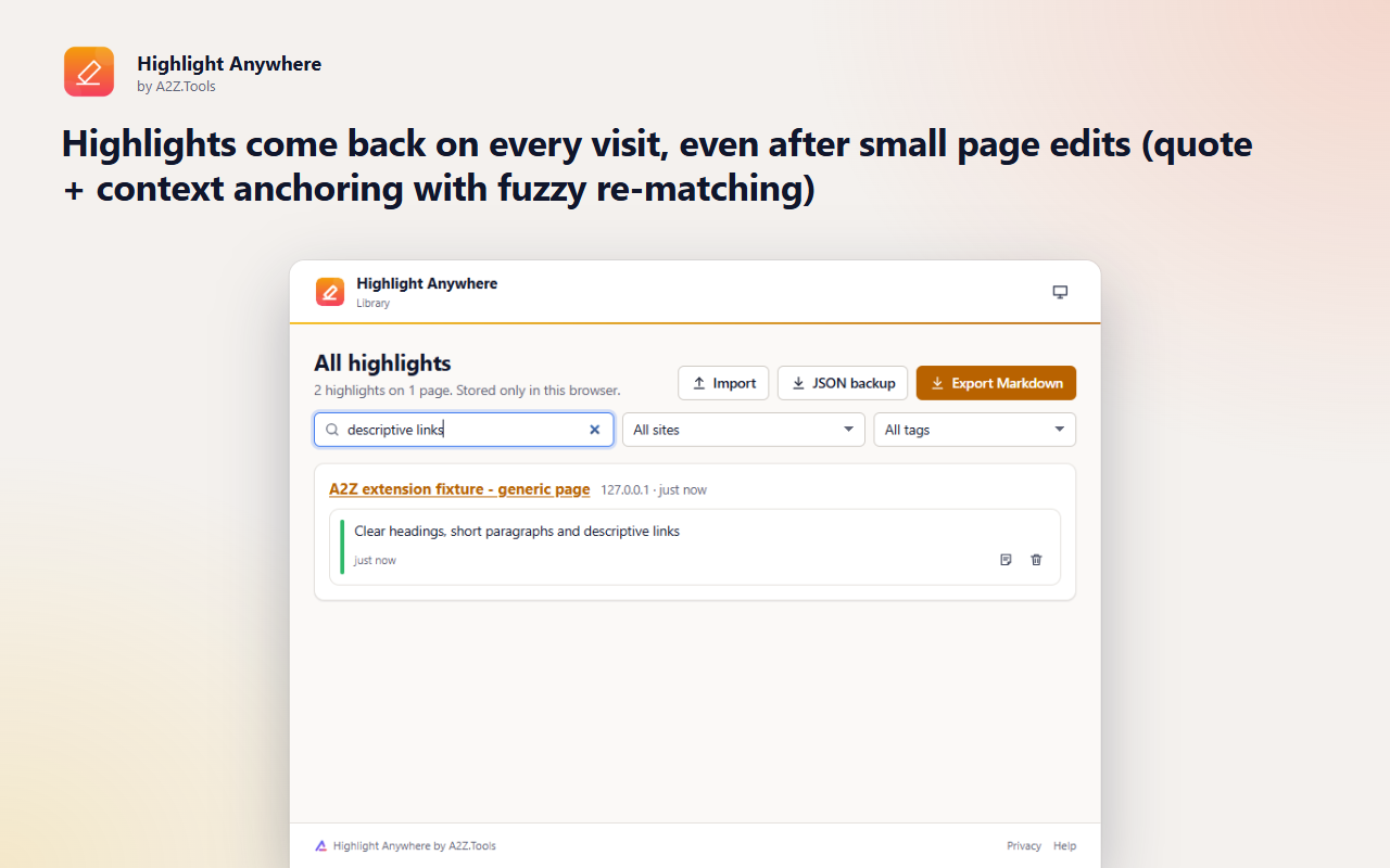 Highlight Anywhere: library search