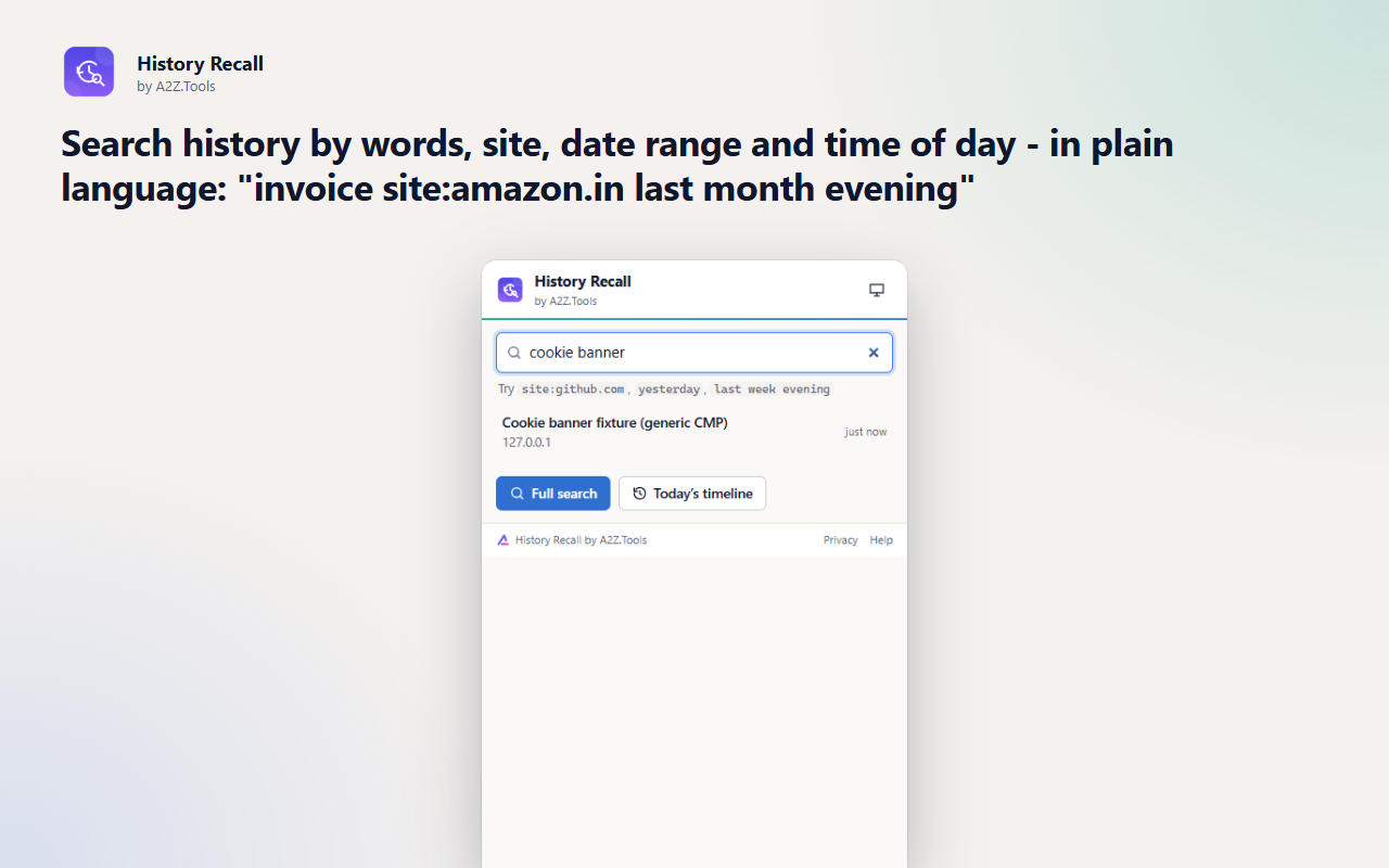 History Recall: popup