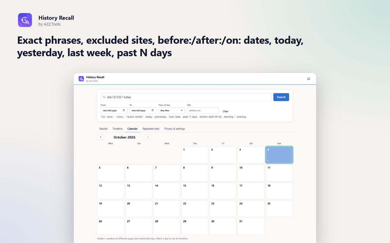 History Recall: calendar