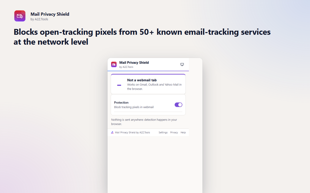 Mail Privacy Shield: popup