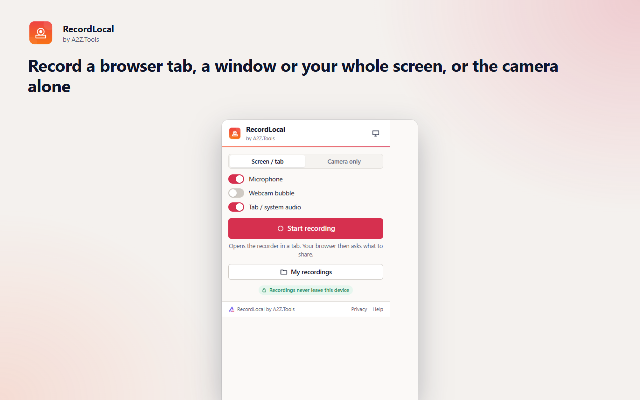 RecordLocal: popup