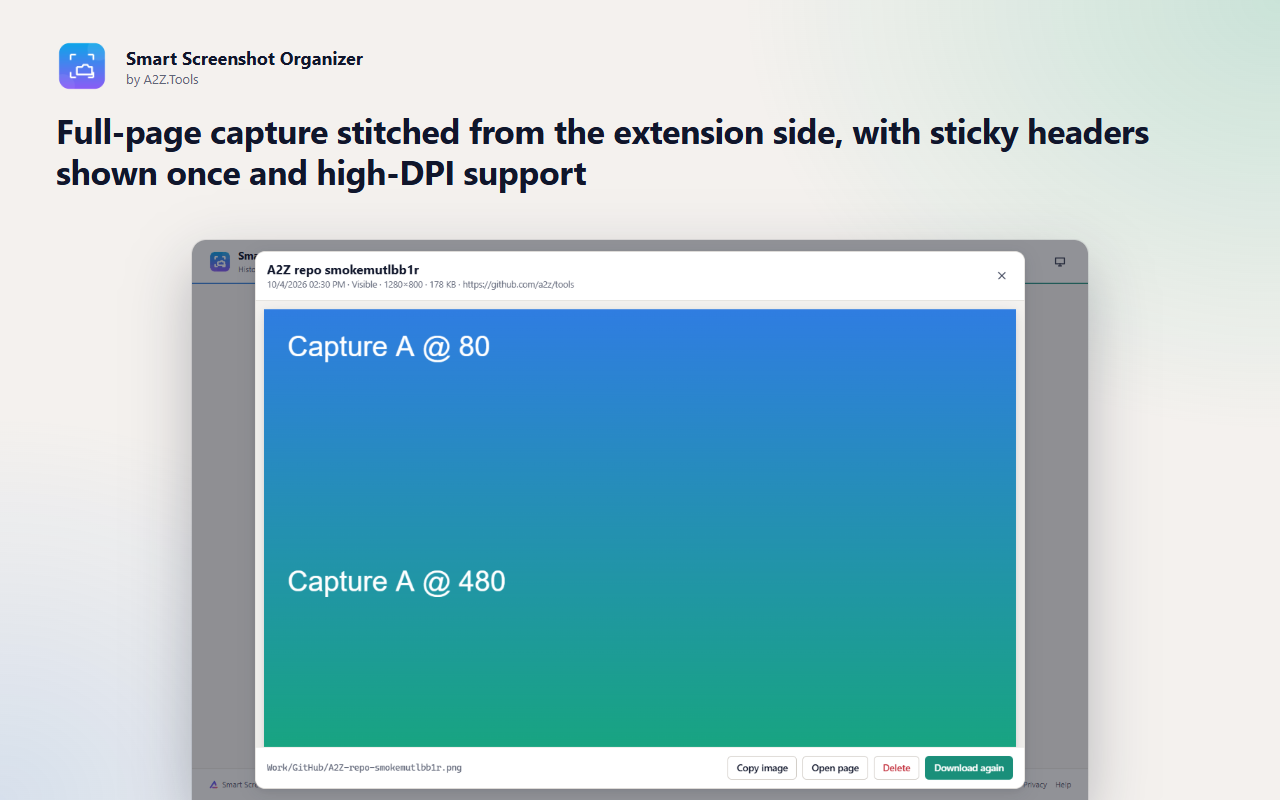 Smart Screenshot Organizer: history preview