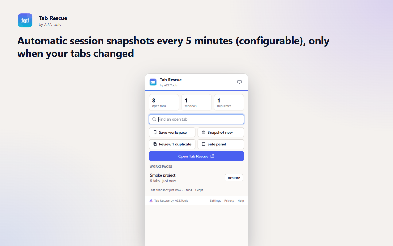 Tab Rescue: popup