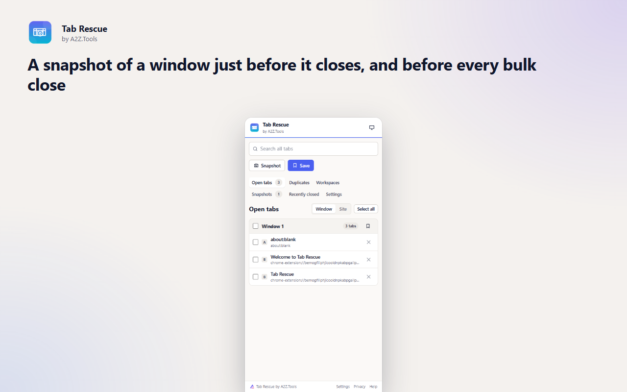 Tab Rescue: sidepanel